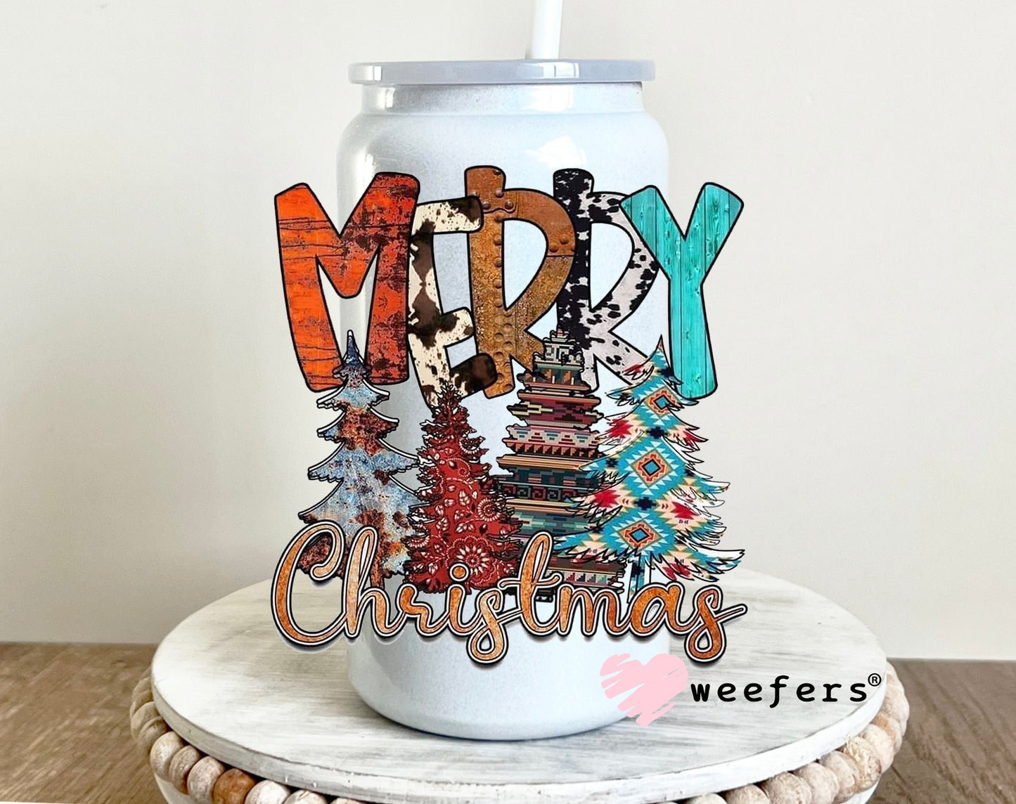 Western Merry Christmas 16oz UV DTF Decal