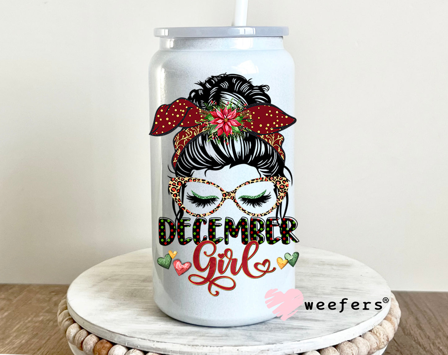 Messy Bun December Girl Birthday Month UV DTF Decal - Weefers