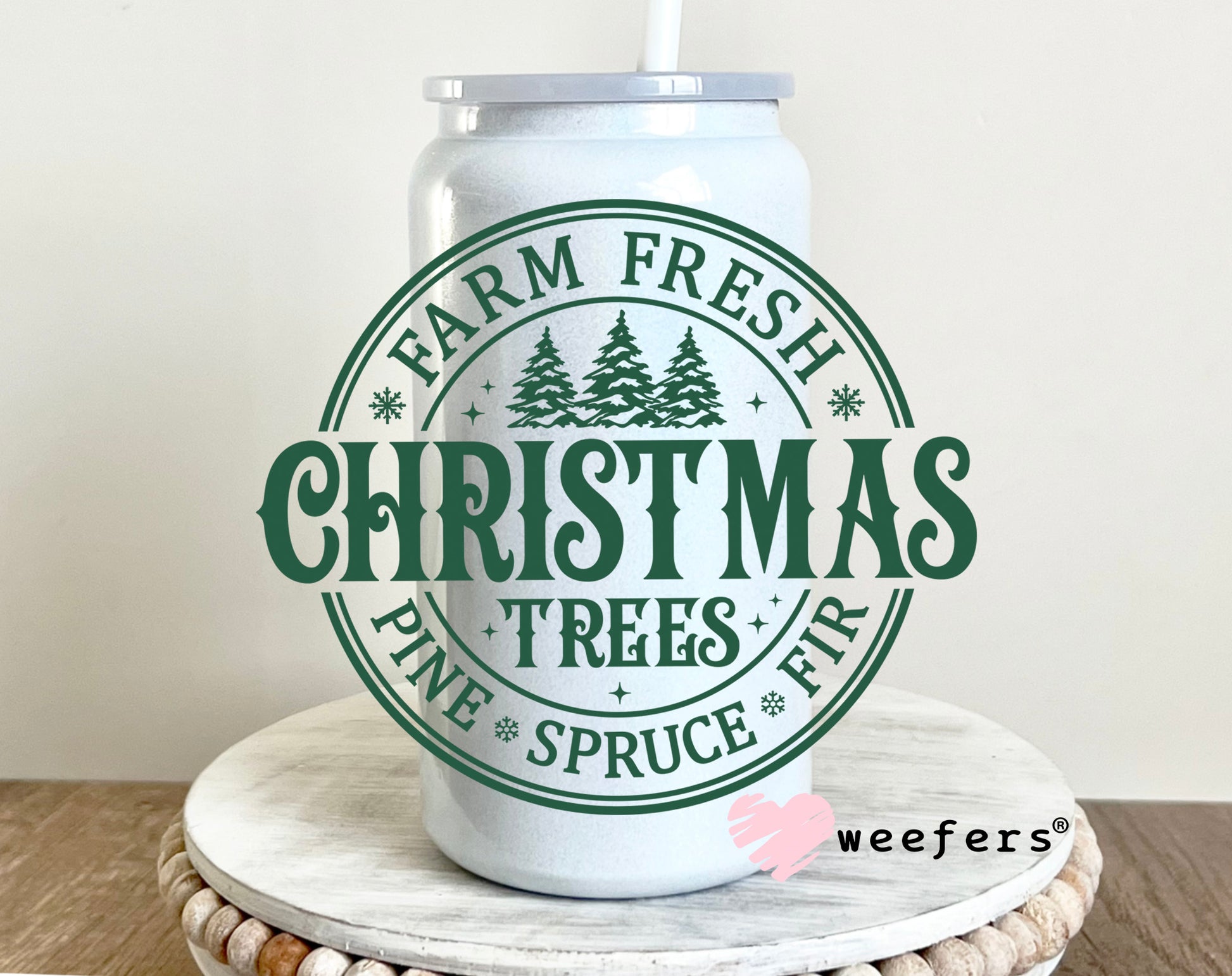 Farm Fresh Christmas Trees 16oz UV DTF Decal