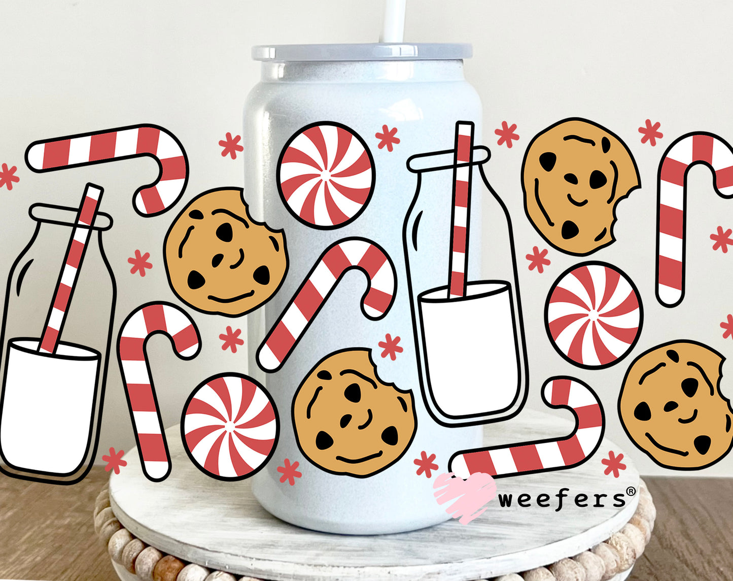 Christmas Cookie and Milk 16oz UV DTF Cup Wrap