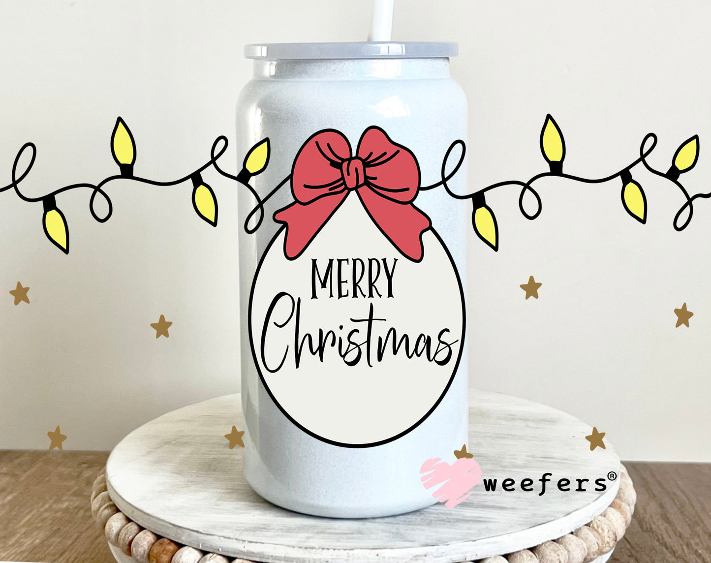 Merry Christmas Christmas Lights 16oz UV DTF Cup Wrap