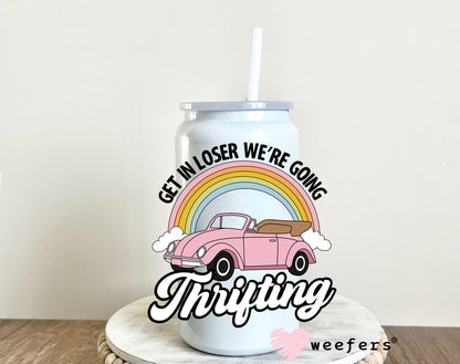 Get In Losers We're Going Thrifting Pink UV DTF Decal - Weefers