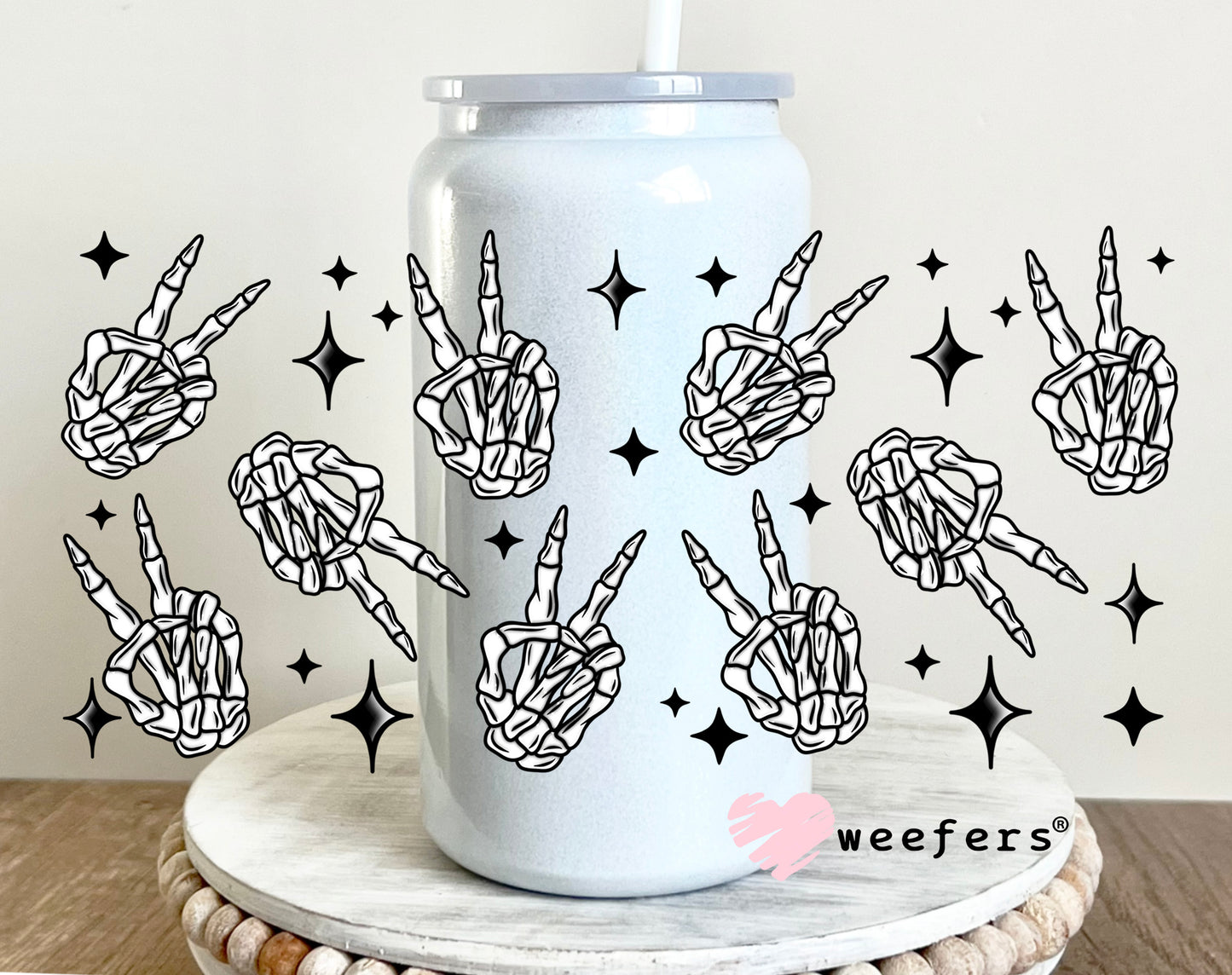 Peace Sign Skeleton Hands UV DTF 16oz Cup Wrap