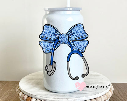 Blue Coquette Nurse Bow UV DTF 16oz Decal