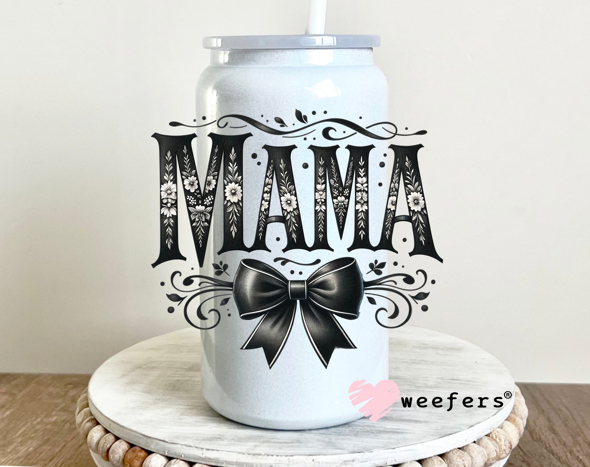 Mama Black Coquette Bow UV DTF 16oz Decal