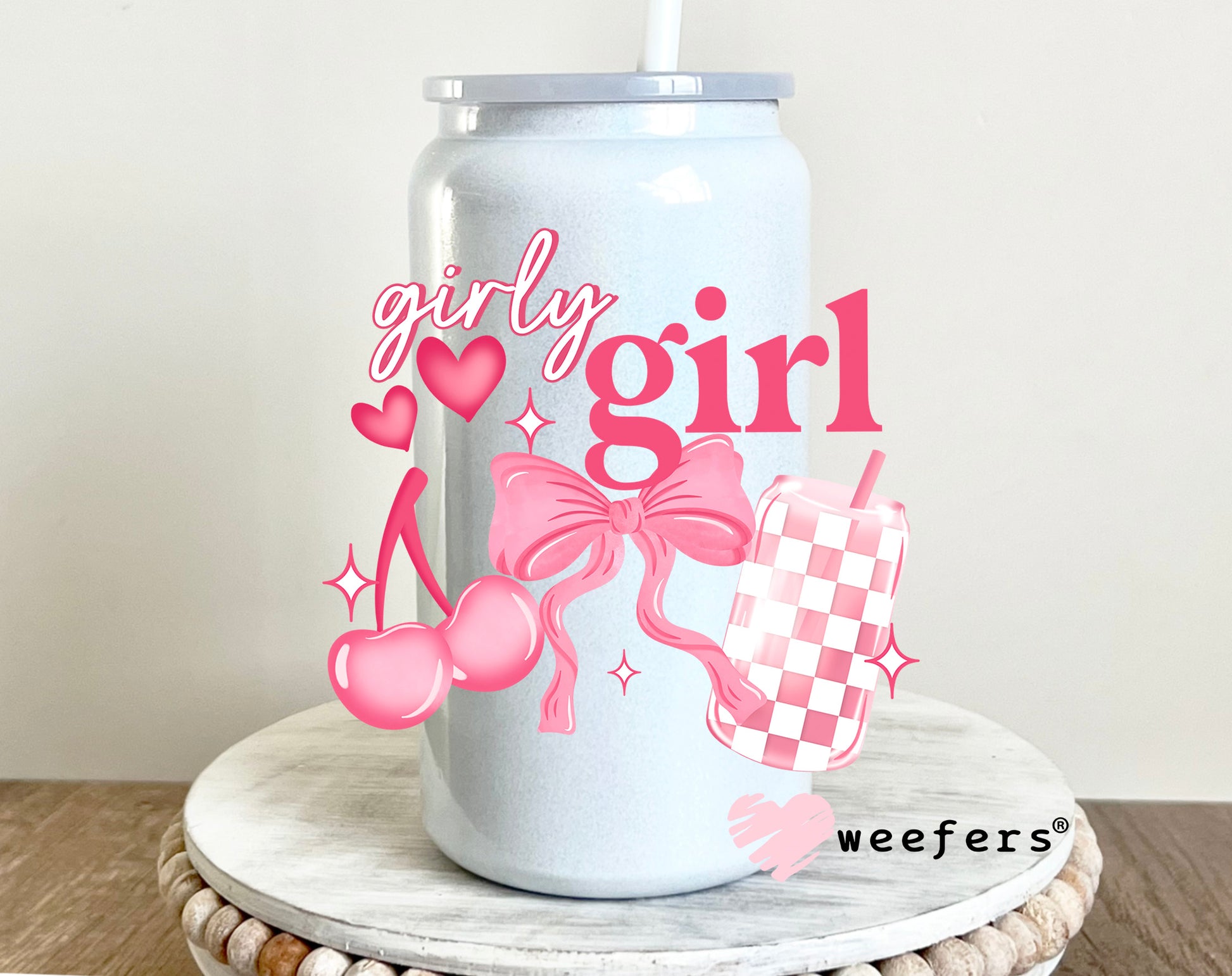 Girly Girl Pink Coquette Vibes UV DTF 16oz Decal