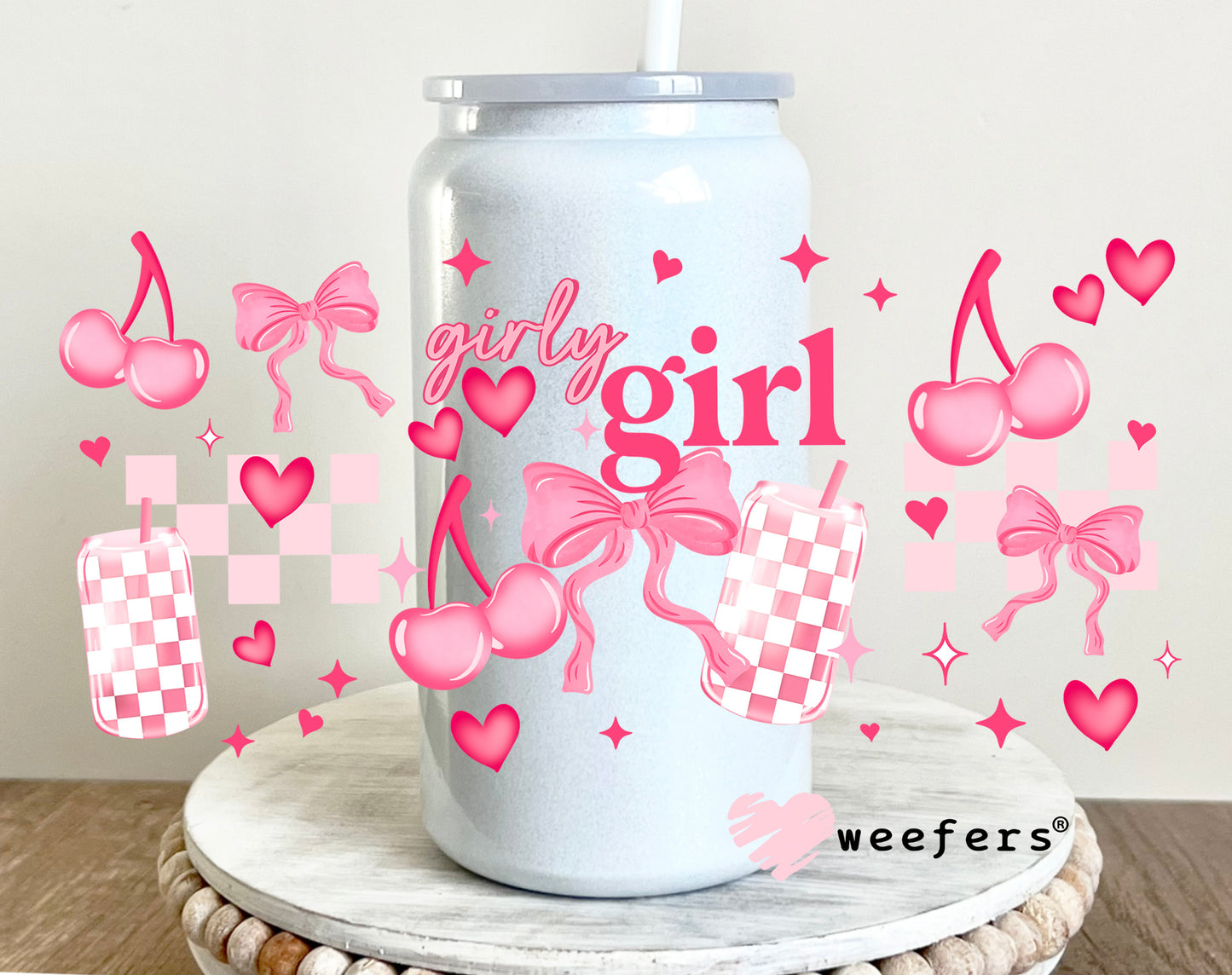 Girly Girl Pink Coquette Vibes UV DTF 16oz Cup Wrap