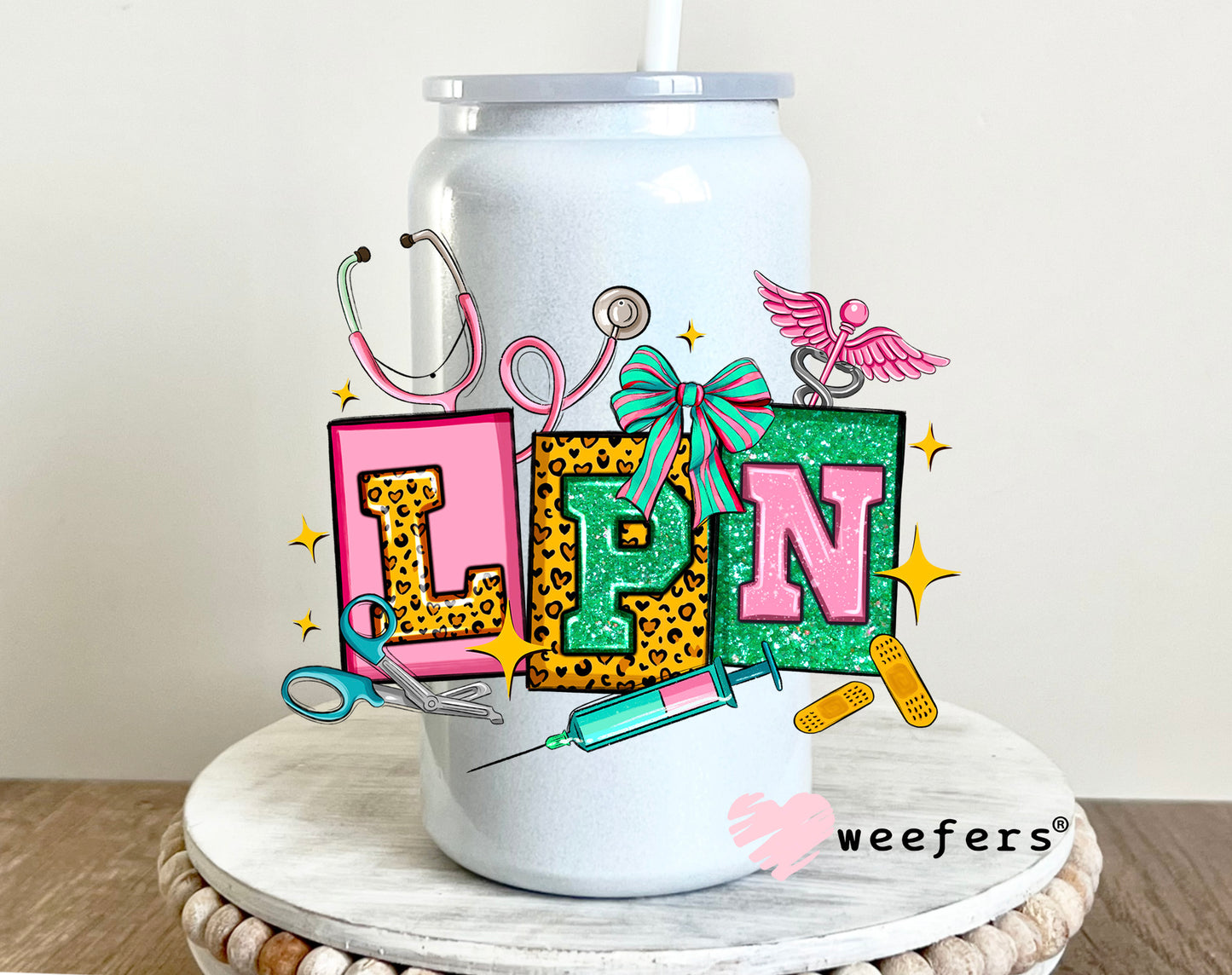 LPN Teal and Pink UV DTF 16oz Decal