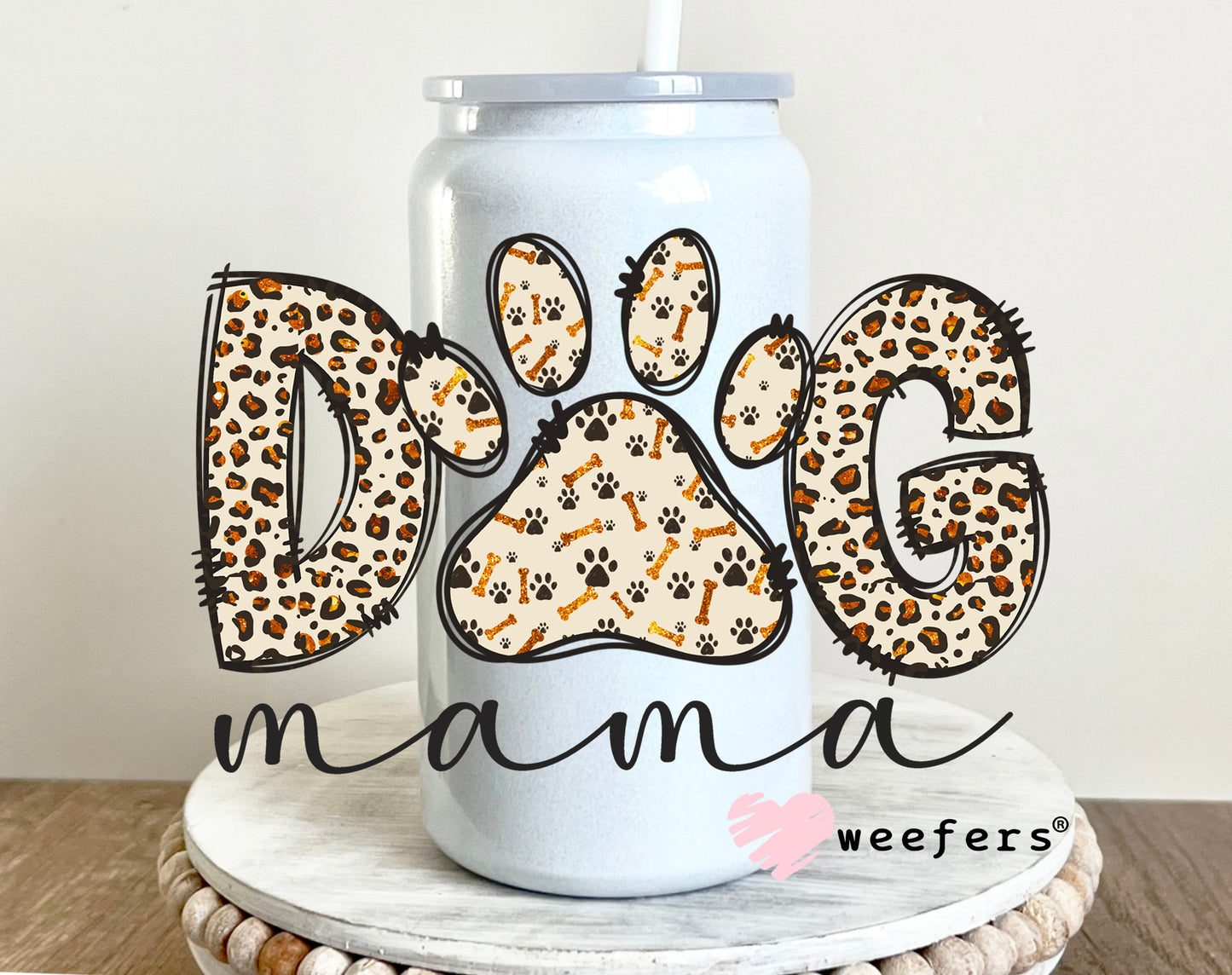 Dog Mama Leopard Print UV DTF 16oz Decal