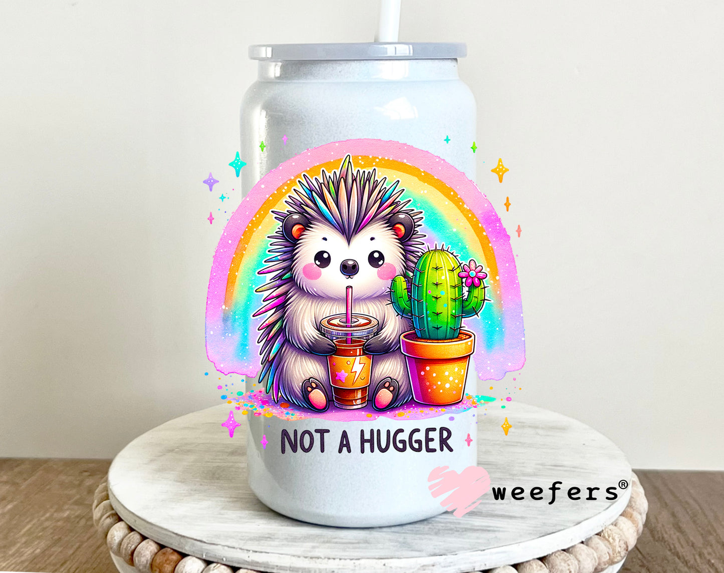 Not a Hugger Porcupine Cactus Friends UV DTF 16oz Decal