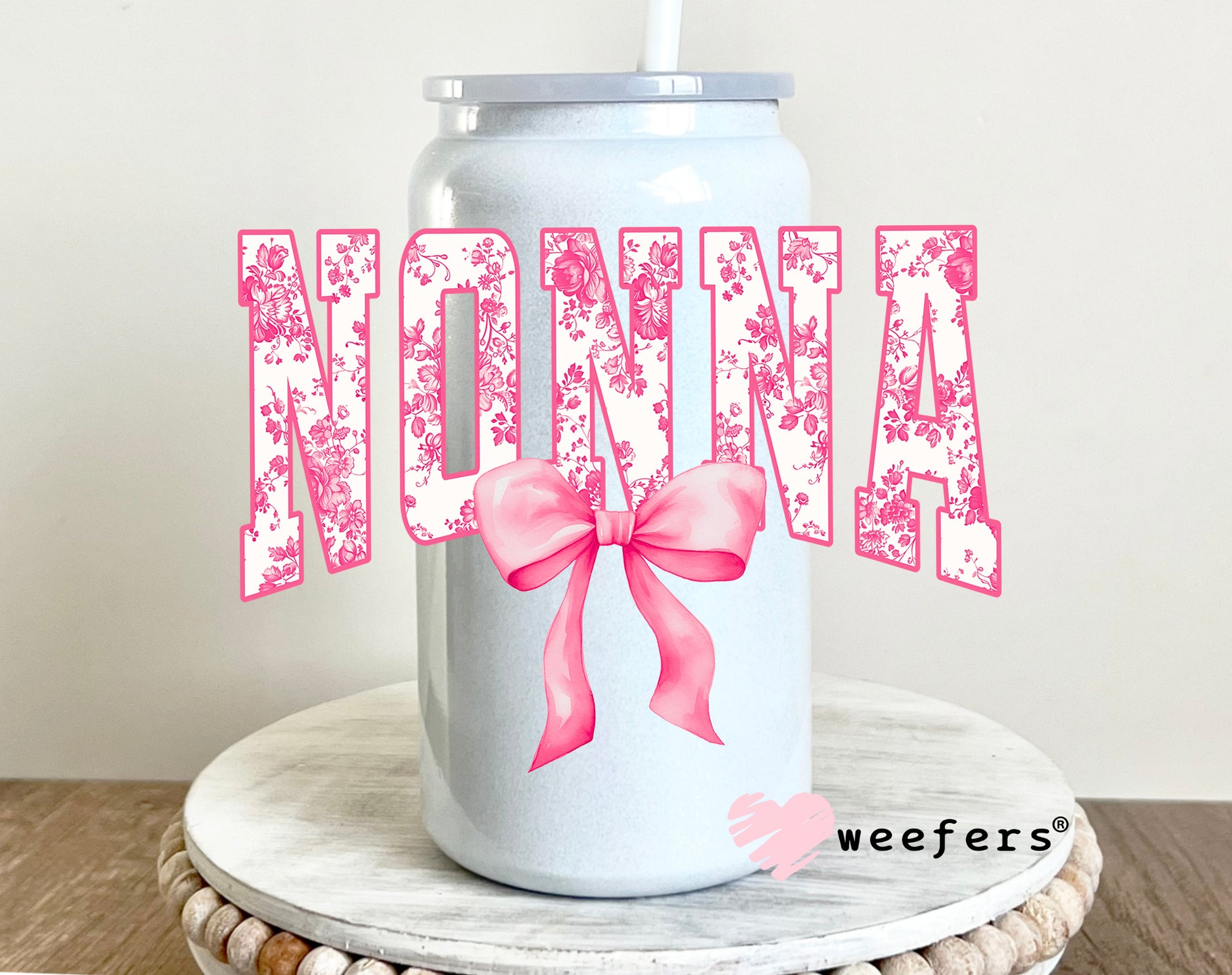 Nonna Pink Coquette Bow UV DTF 16oz Decal