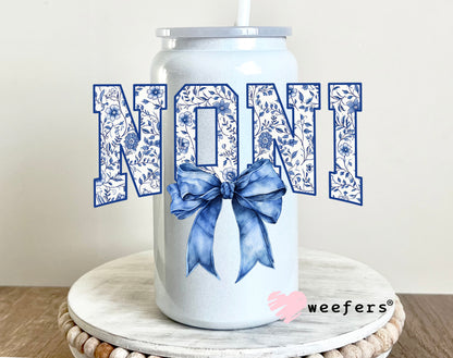 Noni Blue Toile Bow UV DTF 16oz Decal