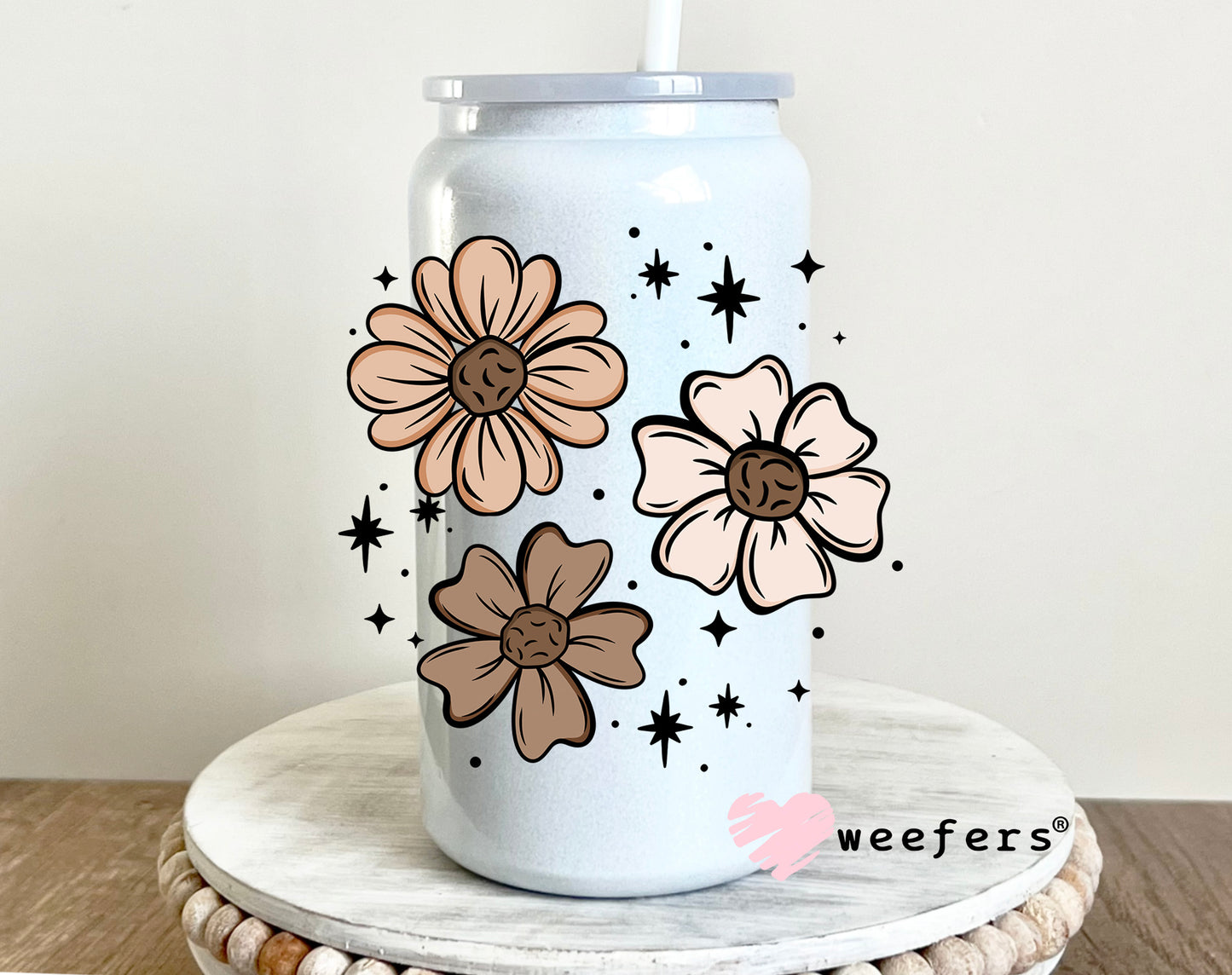 Neutral Brown Florals UV DTF 16oz Decal