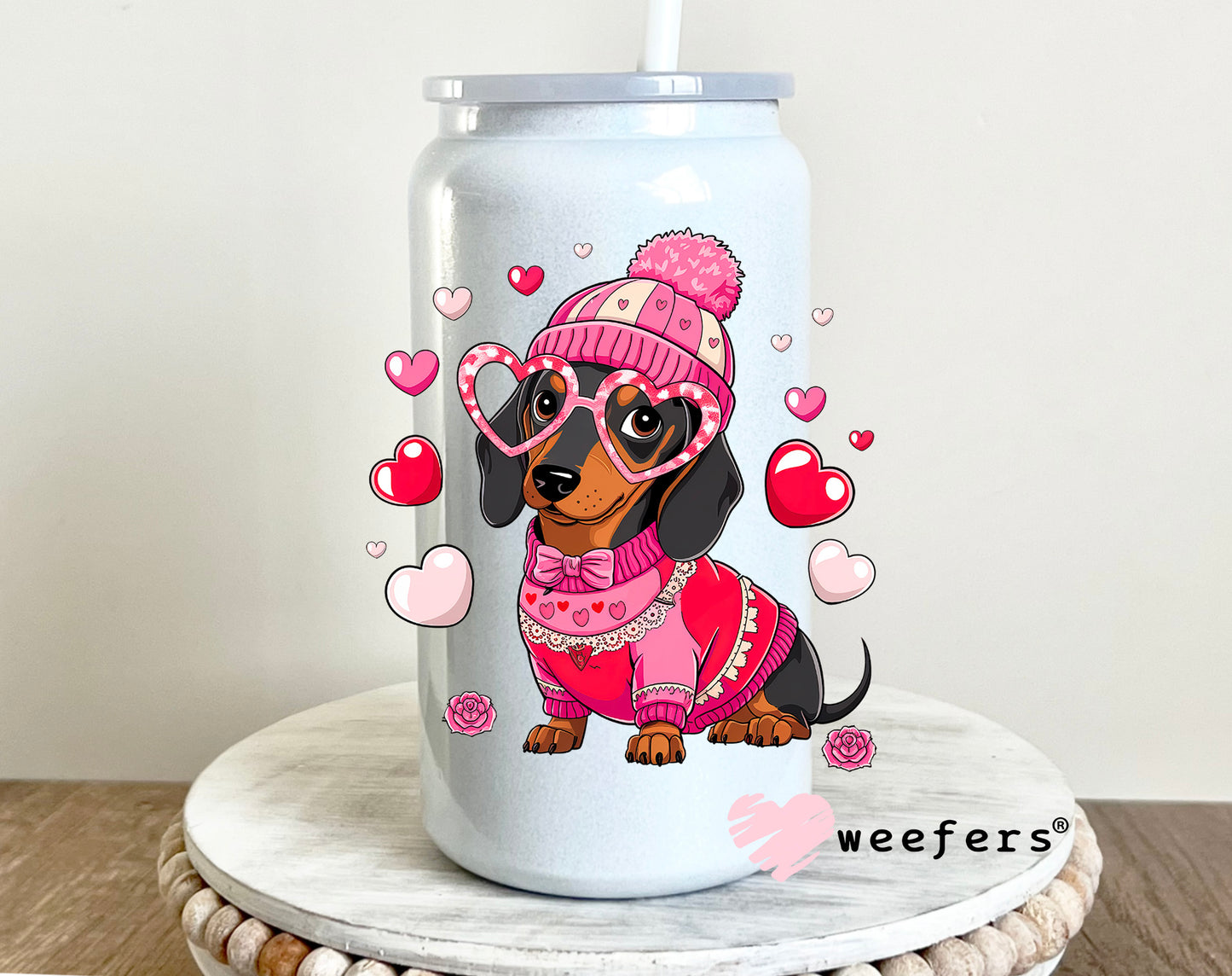 Dachshund Valentine Love Bug UV DTF 16oz Decal