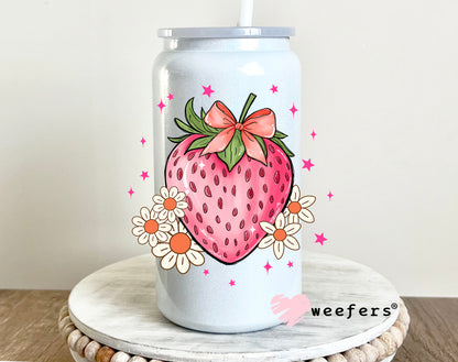 Strawberry Cream Flowers UV DTF 16oz Decal