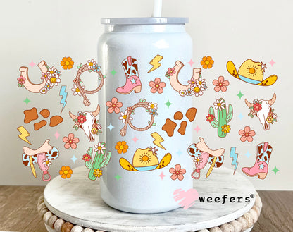 Girly Western Favorite Things UV DTF Cup Wrap 16oz Glass Can Generic Weefers