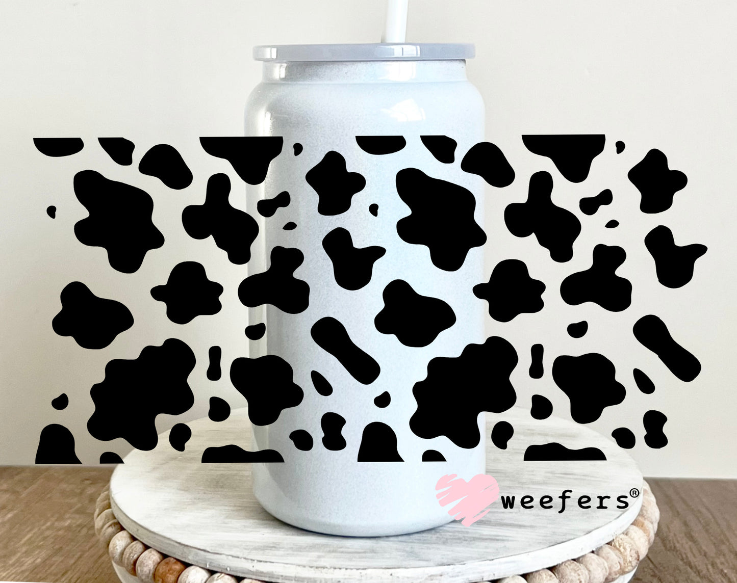 Black Cow Print UV DTF 16oz Cup Wrap