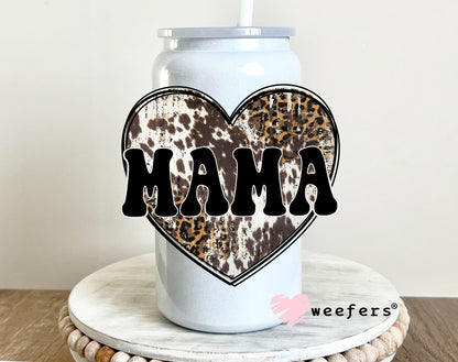 Mama Cowhide Heart Western UV DTF 16oz Decal