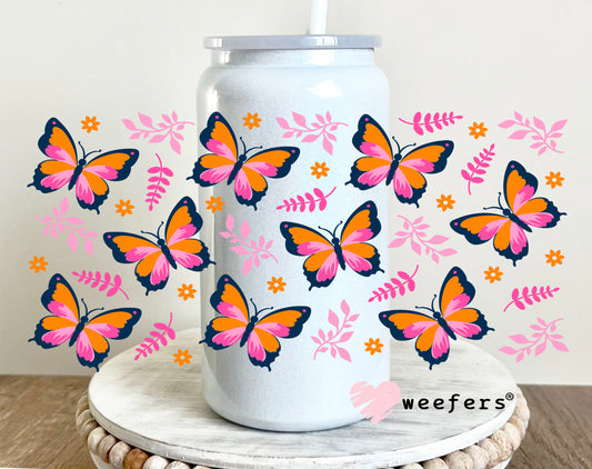 Blue Orange and Pink Butterflies UV DTF Cup Wrap - Weefers