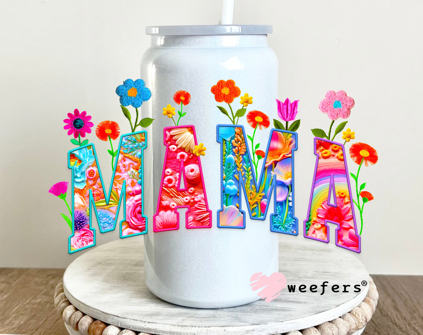 Mama Colorful Wildflowers UV DTF Decal - Weefers