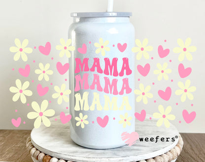 Mama Stacked Pink and Yellow Flowers UV DTF Cup Wrap - Weefers