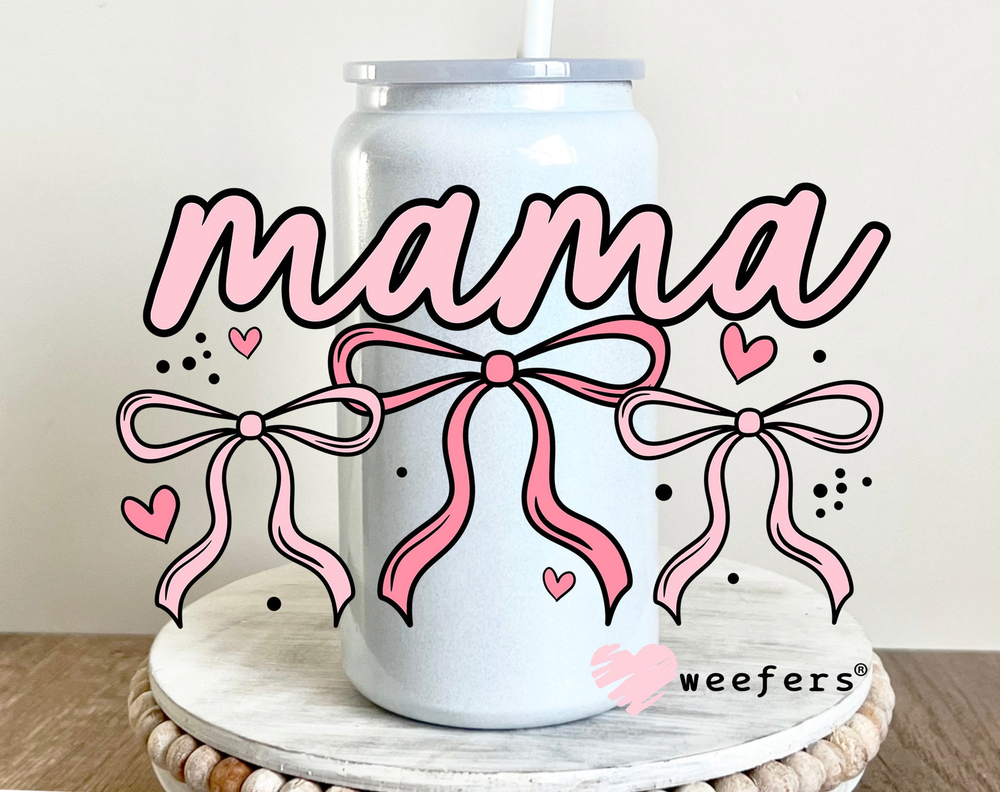 Mama Coquette Pink Bows UV DTF Decal - Weefers