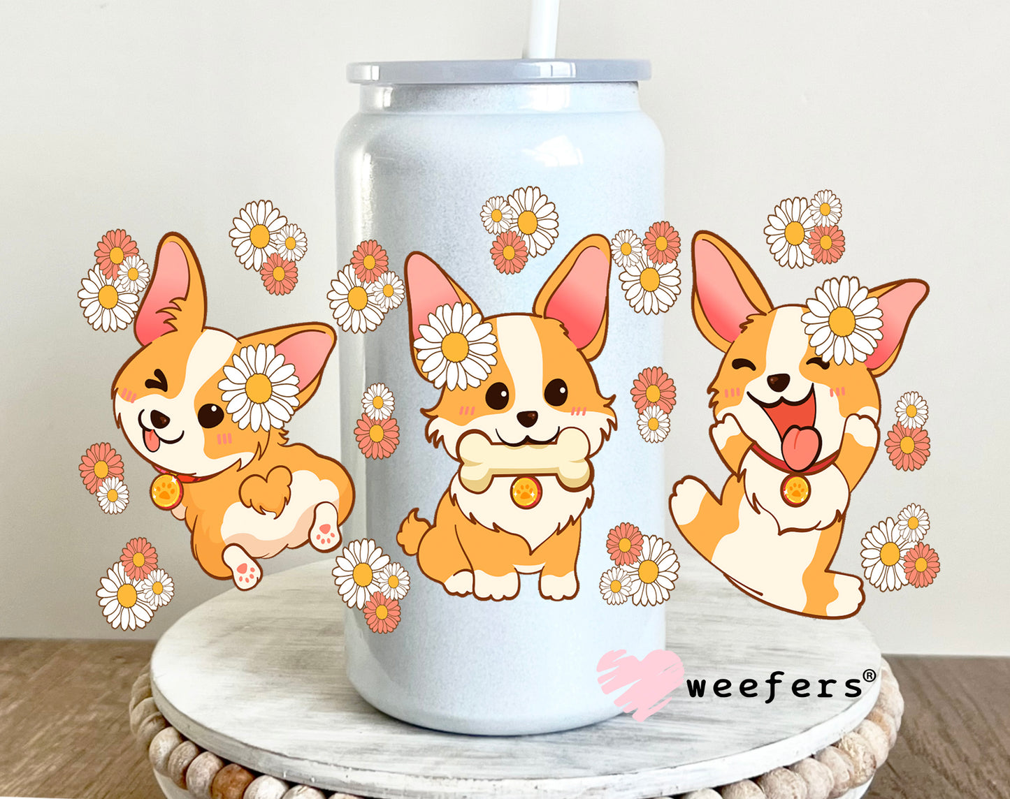 Cutie Corgi Friends UV DTF 16oz Cup Wrap