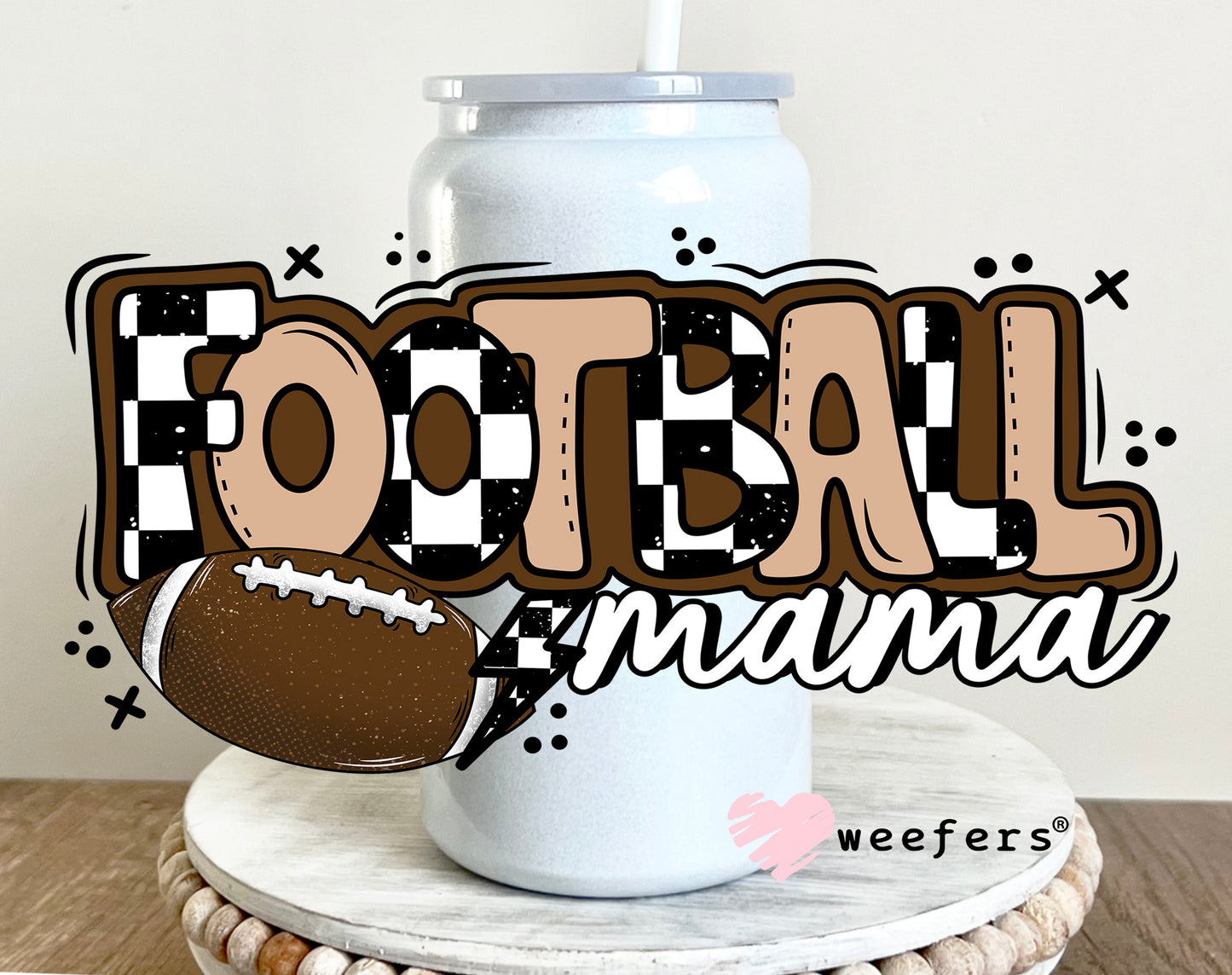 Football Mama UV DTF Cup Wrap 16oz Glass Can Generic Weefers