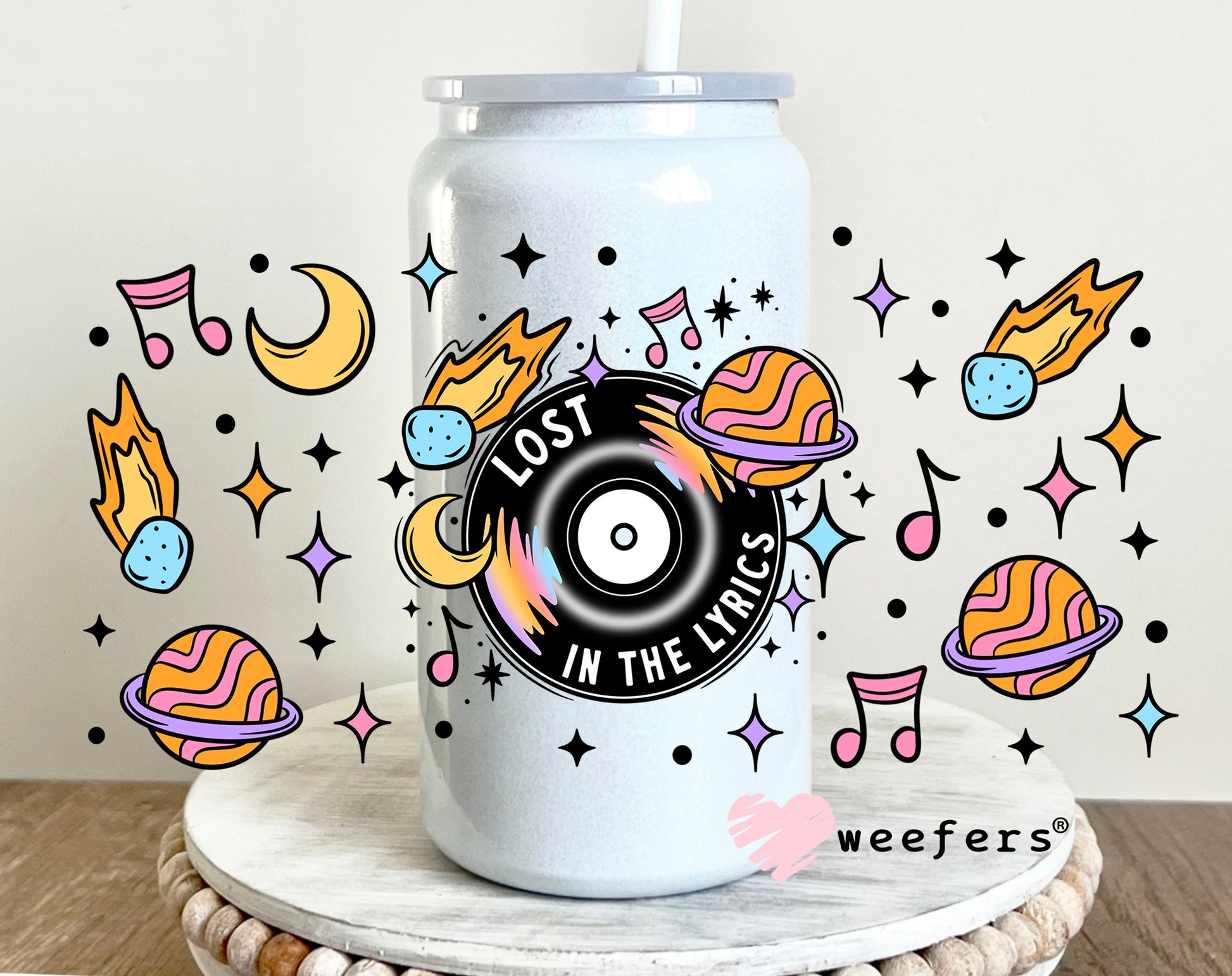 Lost in the Lyrics UV DTF Cup Wrap 16oz Glass Can Generic Weefers
