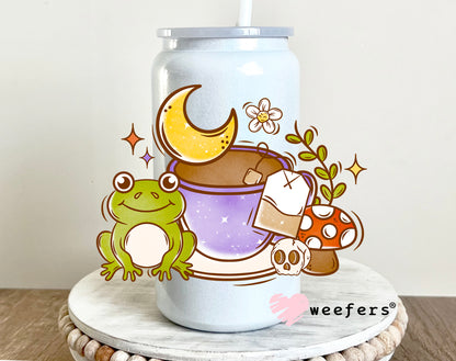 Tea Time Froggy Vibes UV DTF Decal 16oz Glass Can Generic Weefers