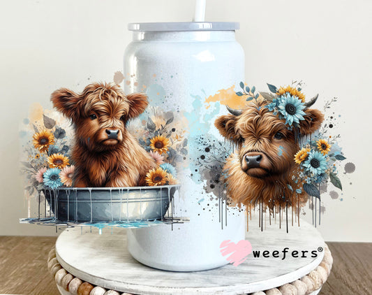 Rub a Dub Dub Baby Cow in Tub UV DTF Cup Wrap 16oz Glass Can Generic Weefers