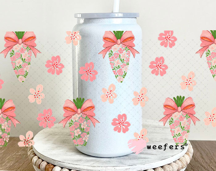 Blush Pink and Green Floral Easter Carrots UV DTF Cup Wrap - WEEFERS EXCLUSIVE WRAP Weefers