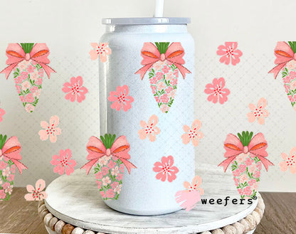 Blush Pink and Green Floral Easter Carrots UV DTF Cup Wrap - WEEFERS EXCLUSIVE WRAP Weefers