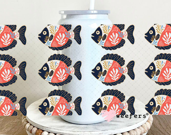 School of Blue and Coral Fishes UV DTF Cup Wrap - WEEFERS EXCLUSIVE WRAP Weefers