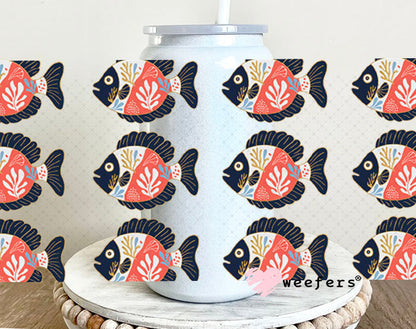 School of Blue and Coral Fishes UV DTF Cup Wrap - WEEFERS EXCLUSIVE WRAP Weefers