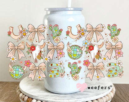 Western Coquette Peach Cowboy UV DTF Cup Wrap - WEEFERS EXCLUSIVE WRAP 16oz Glass Can Generic Weefers