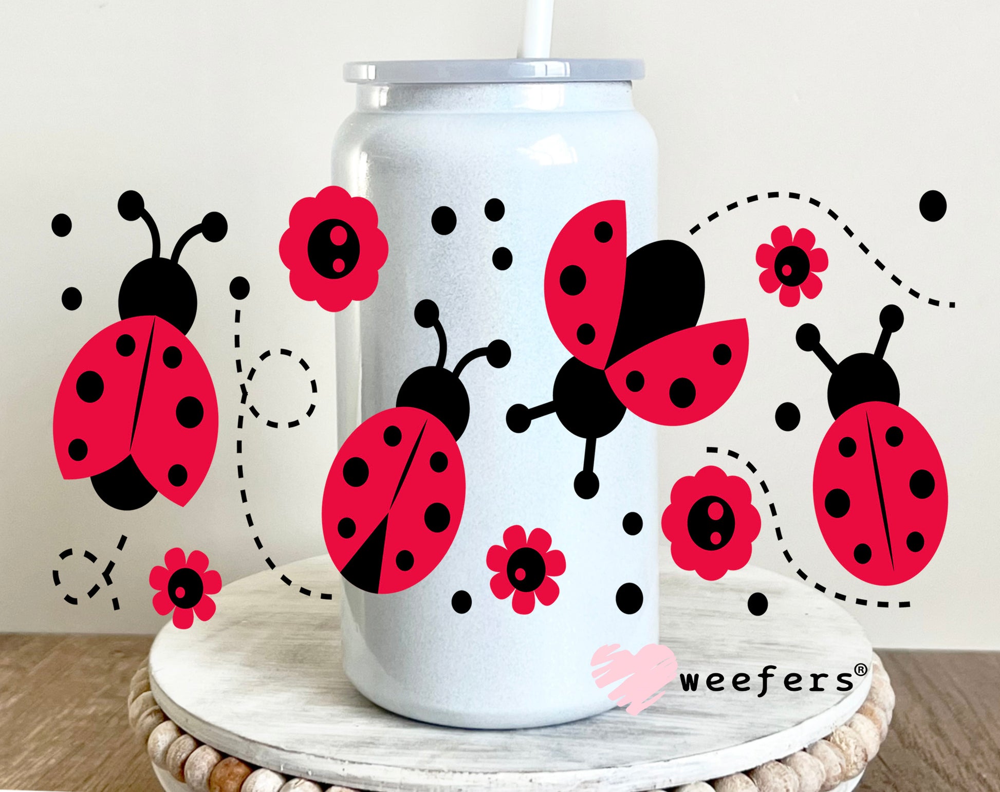 Lady Bug Friends UV DTF Cup Wrap 16oz Glass Can Generic Weefers