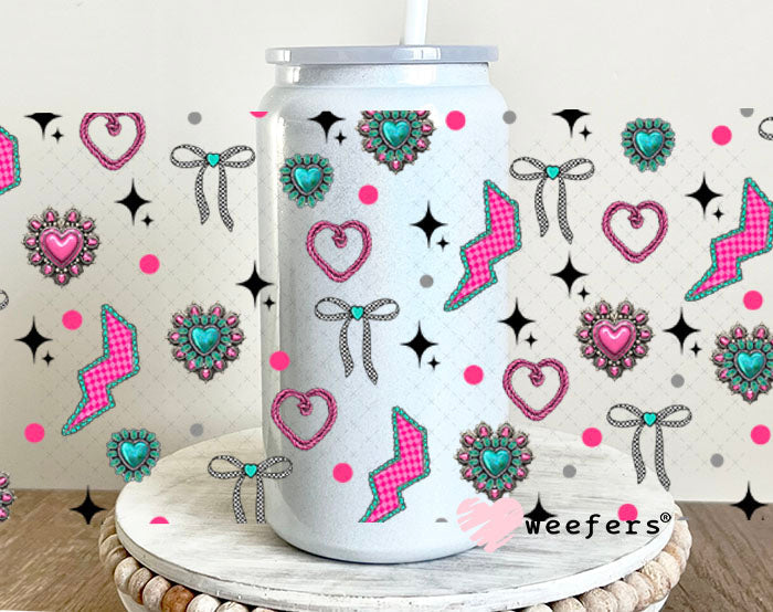 Walk By Faith Pink and Teal Cowgirl Sidekick UV DTF Cup Wrap - WEEFERS EXCLUSIVE WRAP 16oz Glass Can Generic Cup Wrap Weefers