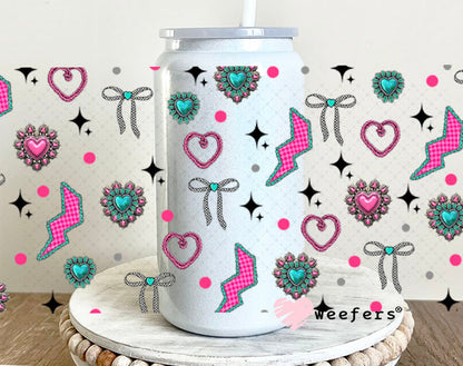 Walk By Faith Pink and Teal Cowgirl Sidekick UV DTF Cup Wrap - WEEFERS EXCLUSIVE WRAP 16oz Glass Can Generic Cup Wrap Weefers