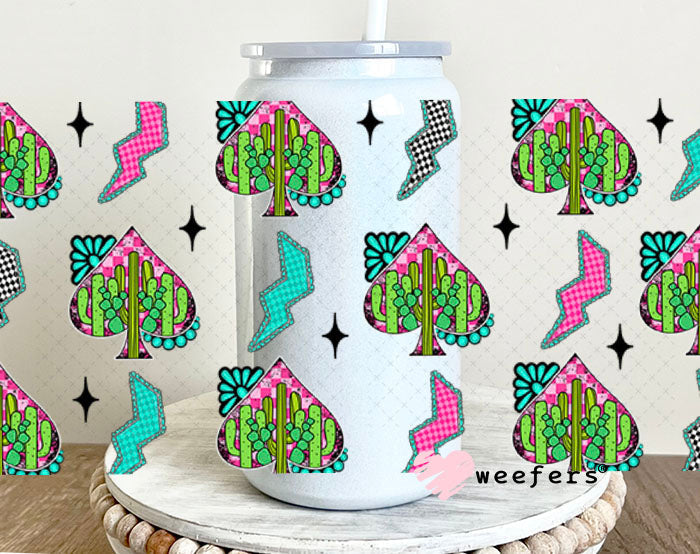 Colorful Desert Spade Turquoise Sidekick UV DTF Cup Wrap - WEEFERS EXCLUSIVE WRAP 16oz Glass Can Generic Cup Wrap Weefers