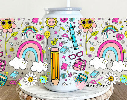 Teacher Vibes UV DTF Cup Wrap - WEEFERS EXCLUSIVE WRAP 16oz Glass Can Generic Cup Wrap Weefers