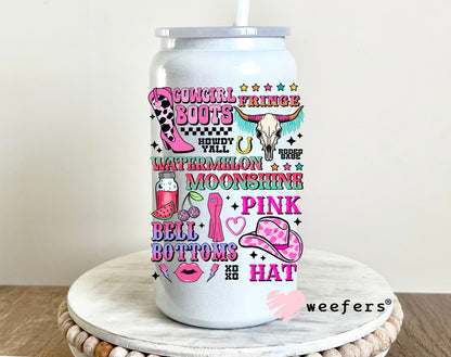 Cowgirl Favorite Things UV DTF Decal 16oz Glass Can Generic Weefers