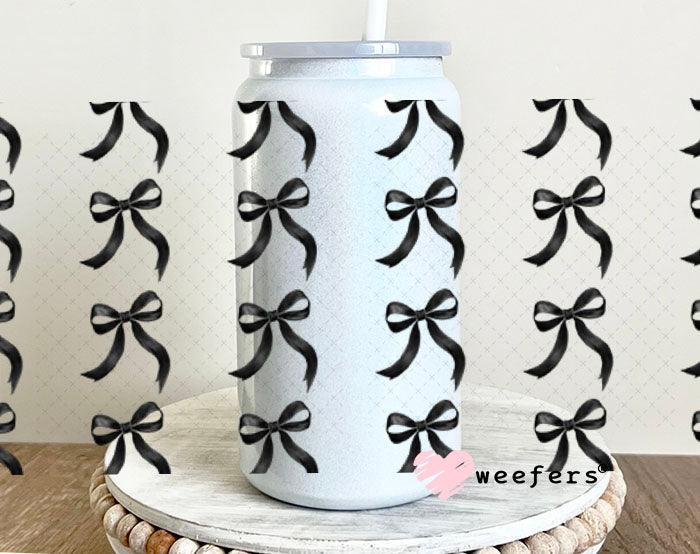 Dainty Black Bows Elements UV DTF Cup Wrap - Weefers Exclusive Wrap Weefers