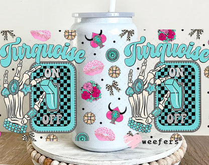 Turquoise On UV DTF Cup Wrap - Weefers Exclusive Wrap 16oz Glass Can Generic Cup Wrap Weefers