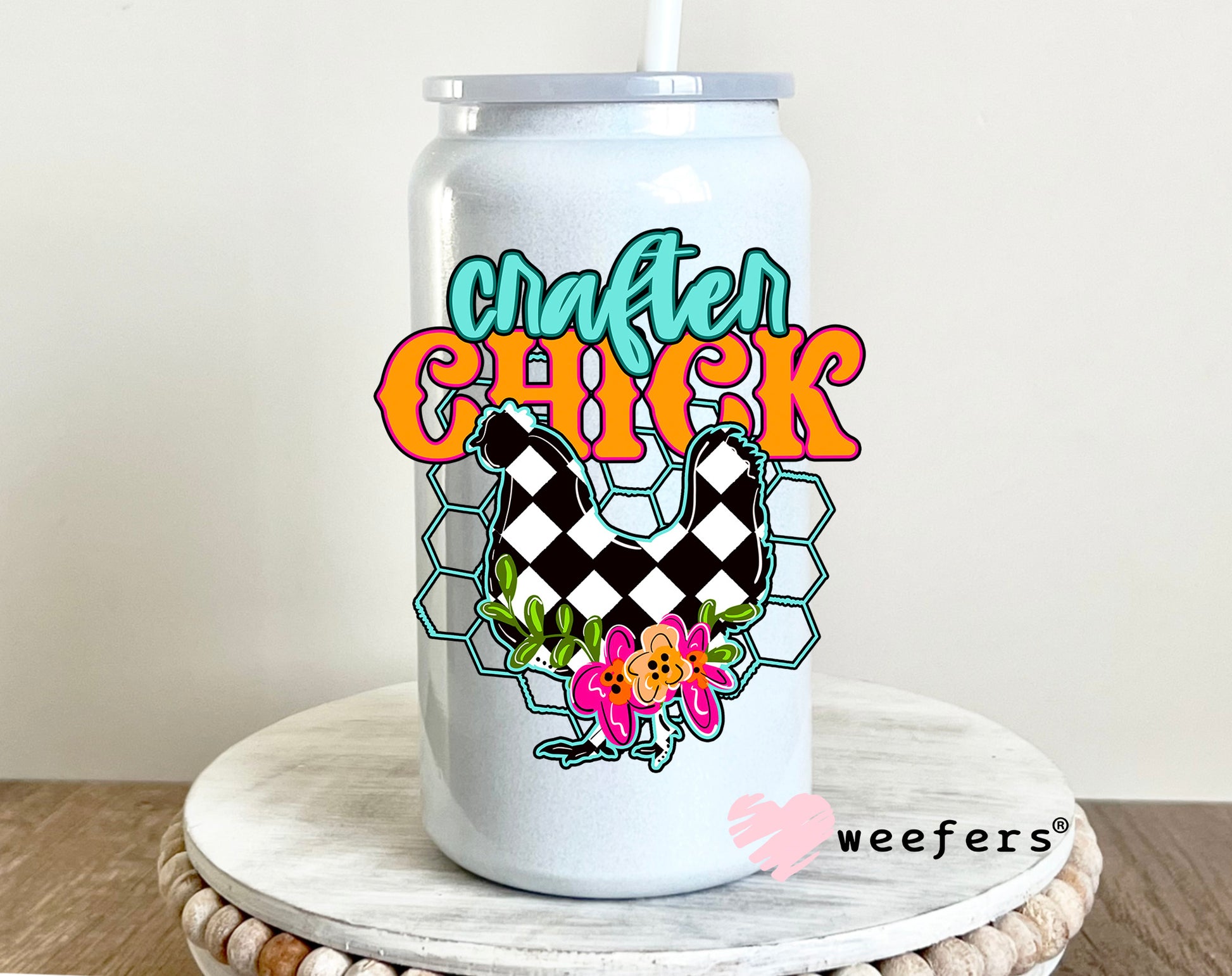Crafter Chick UV DTF Decal 16oz Glass Can Generic Weefers