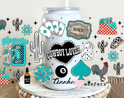 Cowboy Lover Yeehaw UV DTF Cup Wrap - Weefers Exclusive Wrap 16oz Glass Can Generic Cup Wrap Weefers