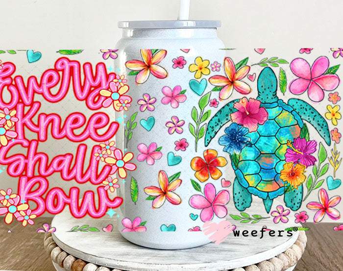 Every Knee Shall Bow Turtle UV DTF Cup Wrap - Weefers Exclusive Wrap 16oz Glass Can Generic Cup Wrap Weefers