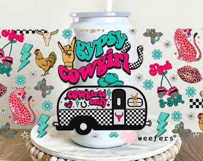 Gypsy Cowgirl UV DTF Cup Wrap - Weefers Exclusive Wrap 16oz Glass Can Generic Cup Wrap Weefers