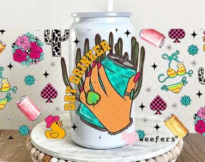 Day Drinker UV DTF Cup Wrap - Weefers Exclusive Wrap 16oz Glass Can Generic Cup Wrap Weefers