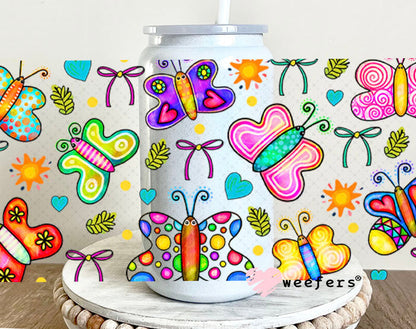 Whimsical Butterfly UV DTF Cup Wrap - Weefers Exclusive Wrap 16oz Glass Can Generic Cup Wrap Weefers
